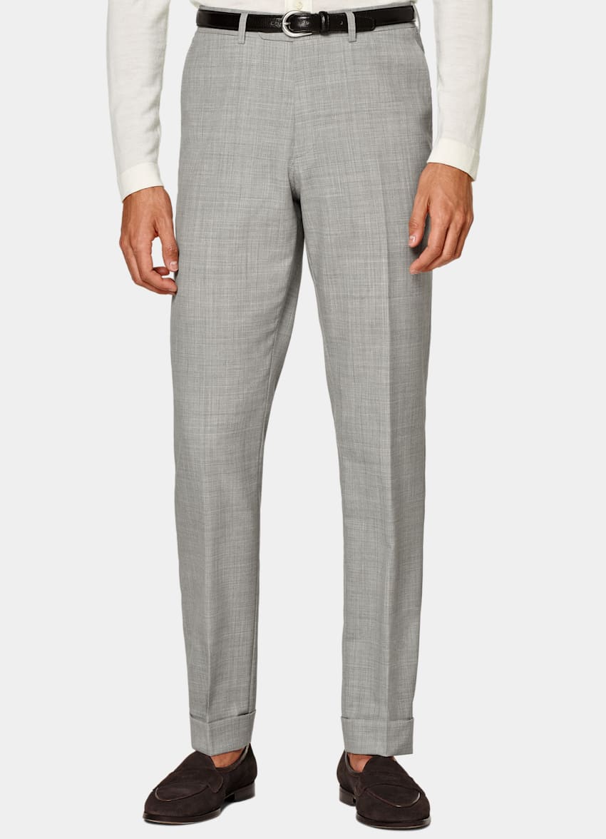 SUITSUPPLY Pure S120's Tropical Wool by Vitale Barberis Canonico, Italy  Light Grey Soho Suit Pants