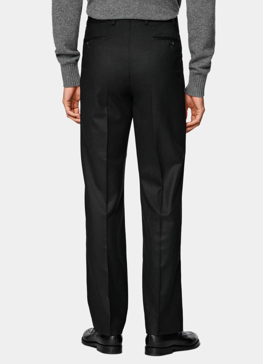 Black Wide Leg Tapered Suit Trousers