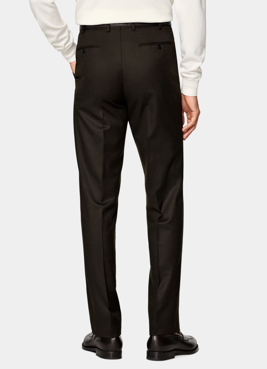 Dark Brown Straight Leg Suit Trousers