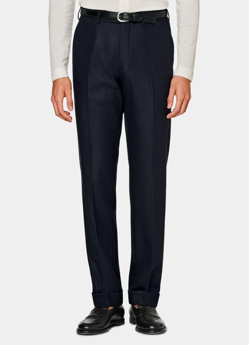 SUITSUPPLY Circular Wool Flannel by Vitale Barberis Canonico, Italy Navy Soho Trousers