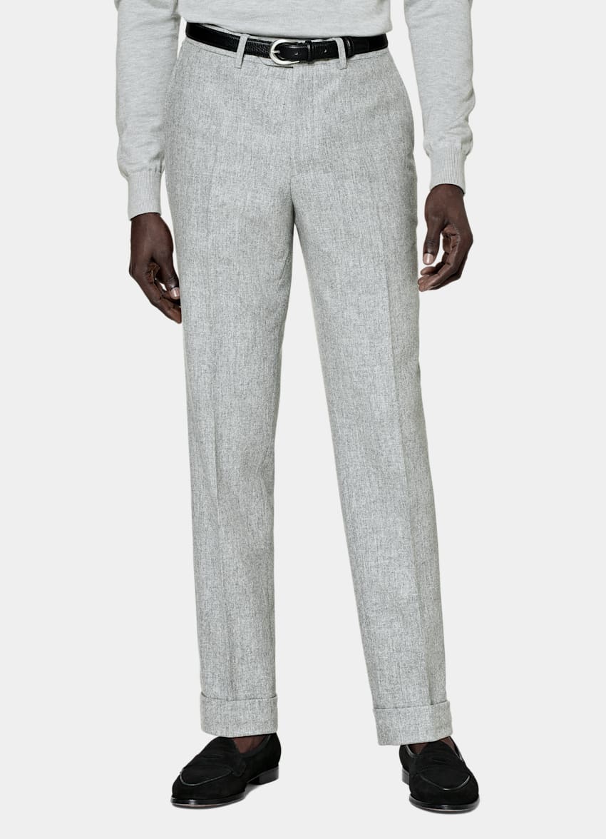 SUITSUPPLY Circular Wool Flannel by Vitale Barberis Canonico, Italy Light Grey Soho Trousers