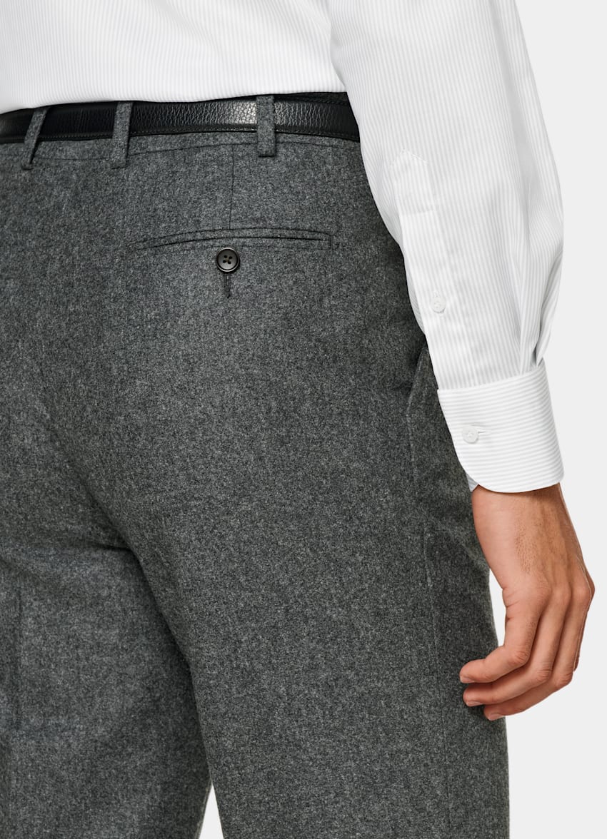SUITSUPPLY Circular Wool Flannel by Vitale Barberis Canonico, Italy Mid Grey Soho Trousers