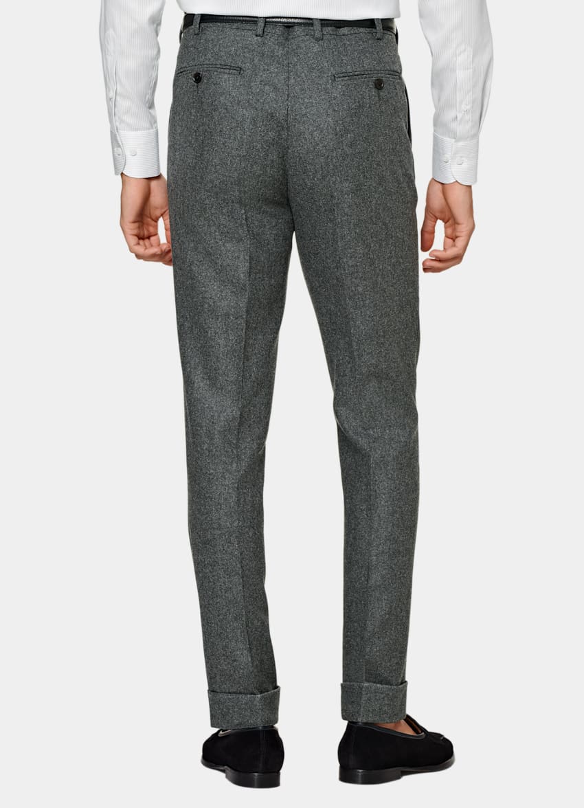 SUITSUPPLY Circular Wool Flannel by Vitale Barberis Canonico, Italy Mid Grey Soho Trousers