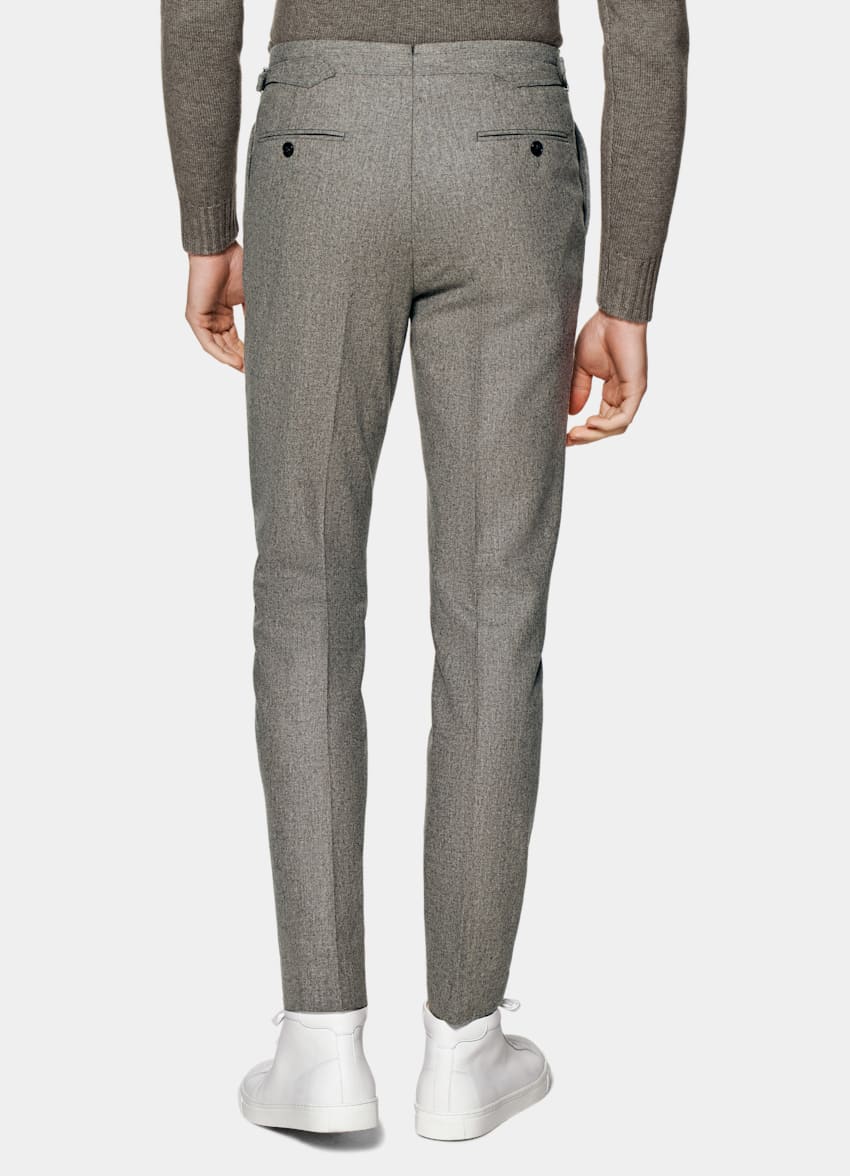 SUITSUPPLY Circular Wool Flannel by Vitale Barberis Canonico, Italy Taupe Soho Trousers