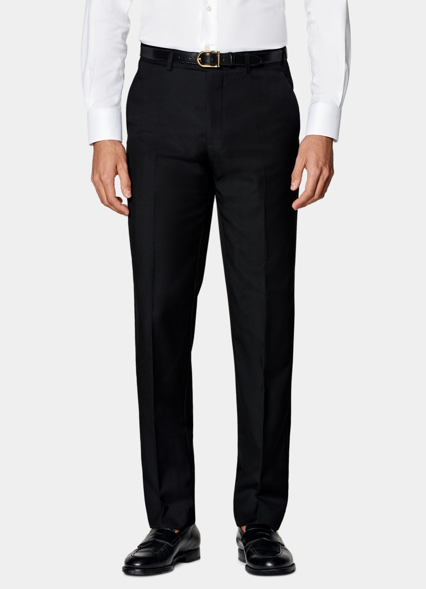 SUITSUPPLY All Season Pure S110's Wool by Vitale Barberis Canonico, Italy Black Slim Leg Straight Suit Trousers