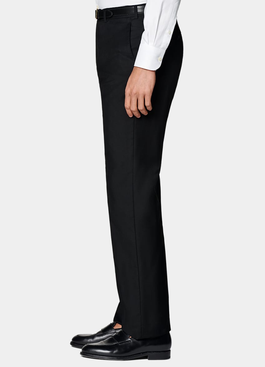 SUITSUPPLY All Season Pure S110's Wool by Vitale Barberis Canonico, Italy Black Slim Leg Straight Suit Trousers