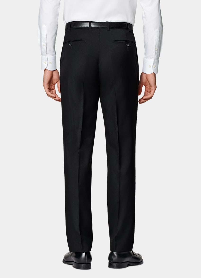 SUITSUPPLY All Season Pure S110's Wool by Vitale Barberis Canonico, Italy Black Slim Leg Straight Suit Trousers