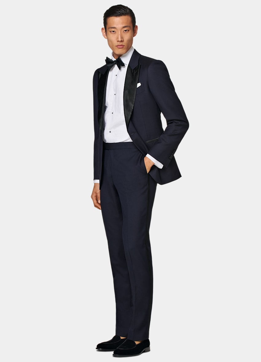 SUITSUPPLY Pure S110's Wool by Vitale Barberis Canonico, Italy Navy Brescia Tuxedo Trousers