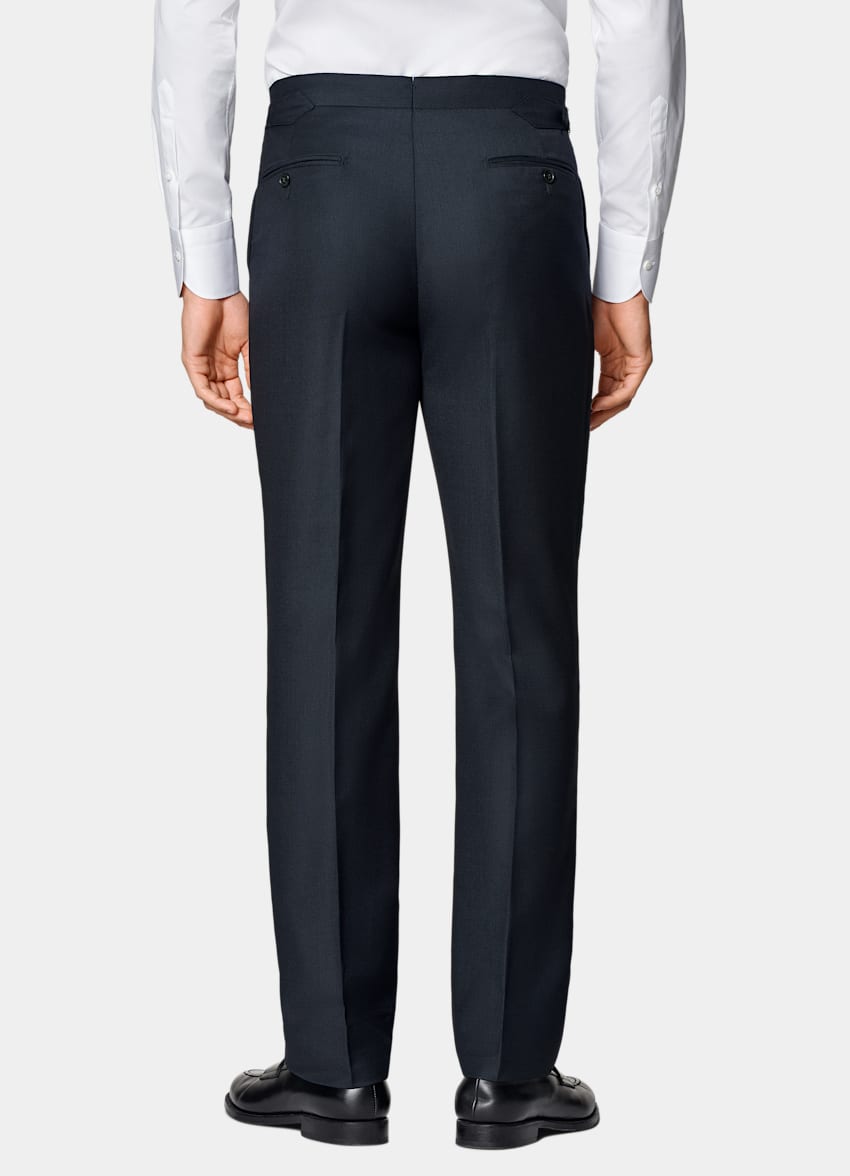 SUITSUPPLY All Season Pure S130's Wool by Reda, Italy Navy Bird's Eye Slim Leg Straight Suit Trousers