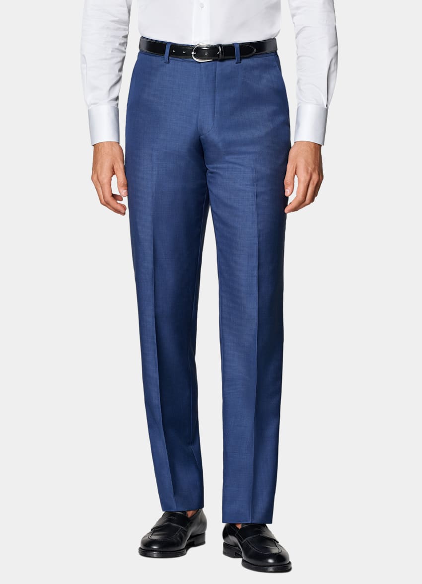 SUITSUPPLY All Season Pure S110's Wool by Vitale Barberis Canonico, Italy Mid Blue Slim Leg Straight Suit Trousers