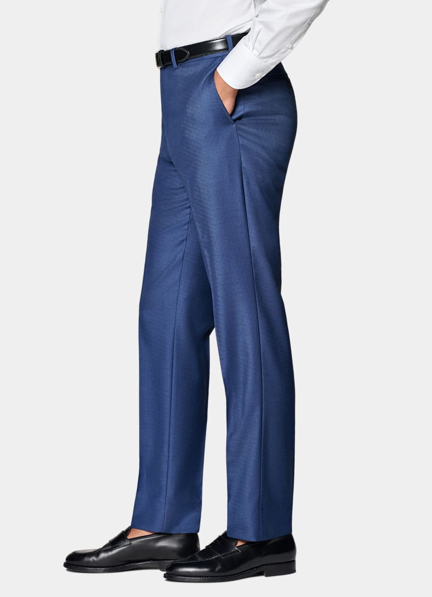 SUITSUPPLY All Season Pure S110's Wool by Vitale Barberis Canonico, Italy Mid Blue Slim Leg Straight Suit Trousers