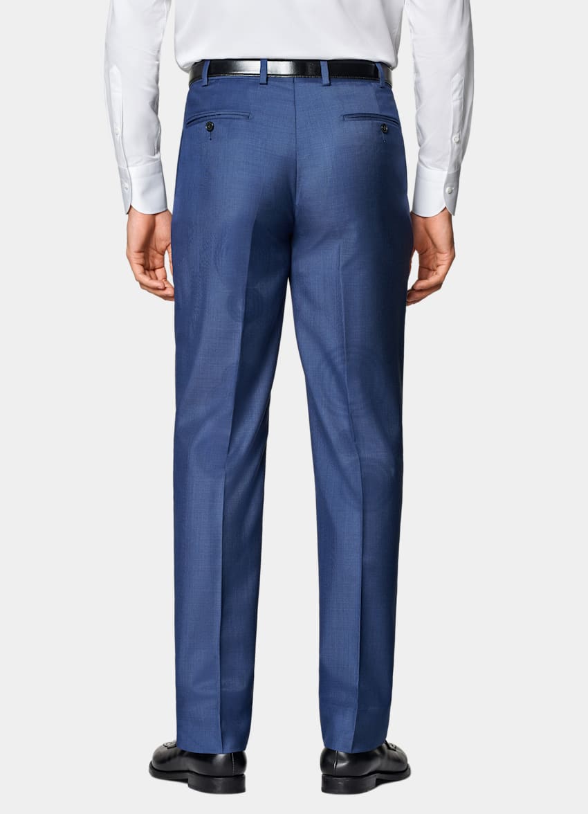 SUITSUPPLY All Season Pure S110's Wool by Vitale Barberis Canonico, Italy Mid Blue Slim Leg Straight Suit Trousers