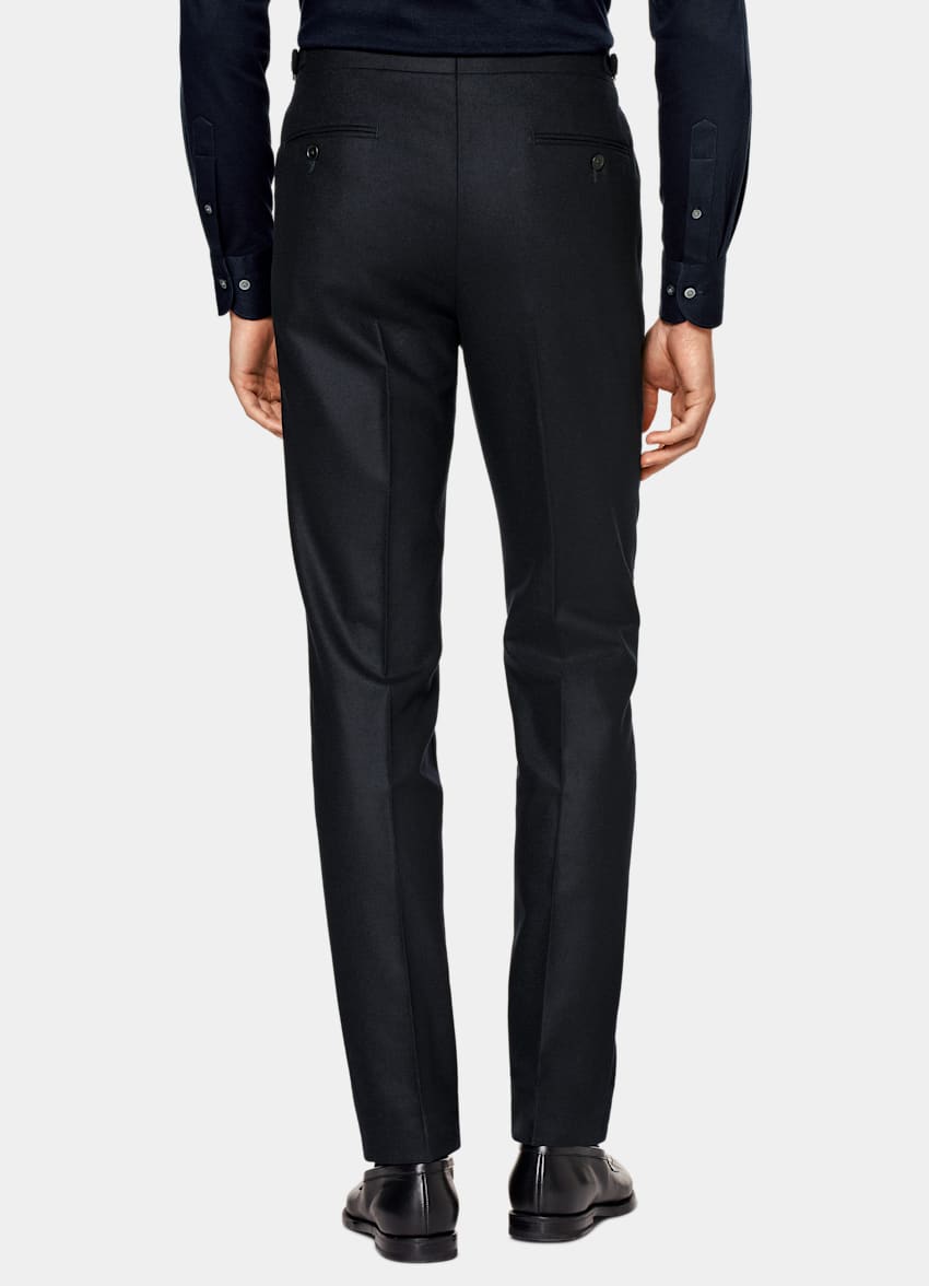 SUITSUPPLY Circular Wool Flannel by Vitale Barberis Canonico, Italy Navy Pleated Braddon Trousers