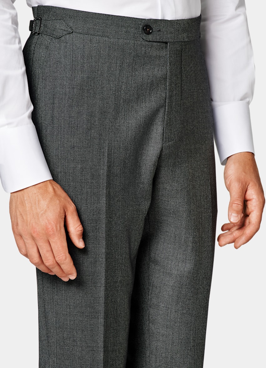 SUITSUPPLY Pure S130's Wool by Vitale Barberis Canonico, Italy Dark Grey Bird's Eye Brescia Suit Trousers