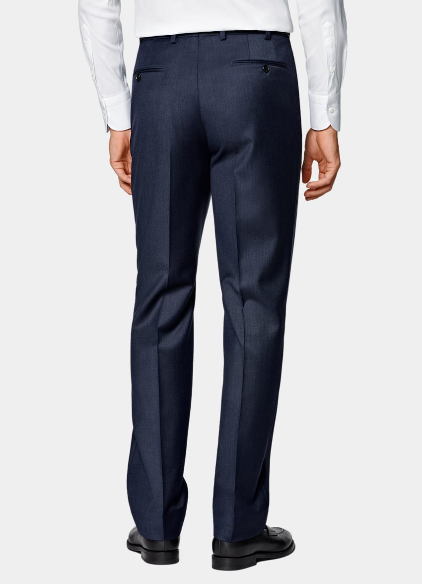 Mid Blue Straight Leg Suit Trousers