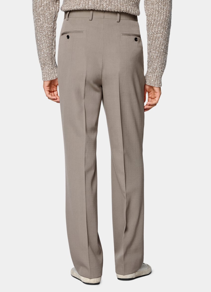 Mid Taupe Wide Leg Suit Trousers