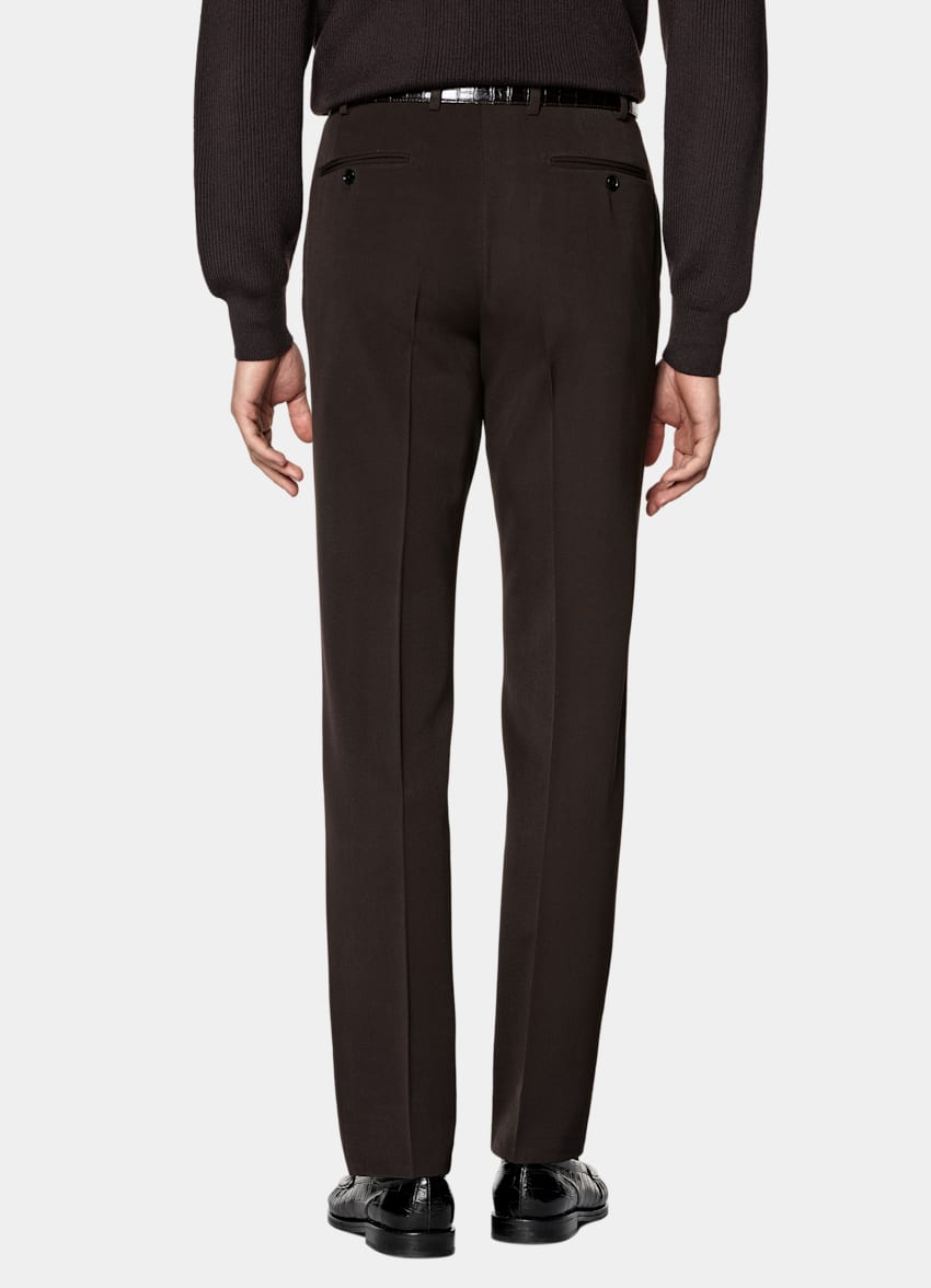 Dark Brown Straight Leg Suit Trousers