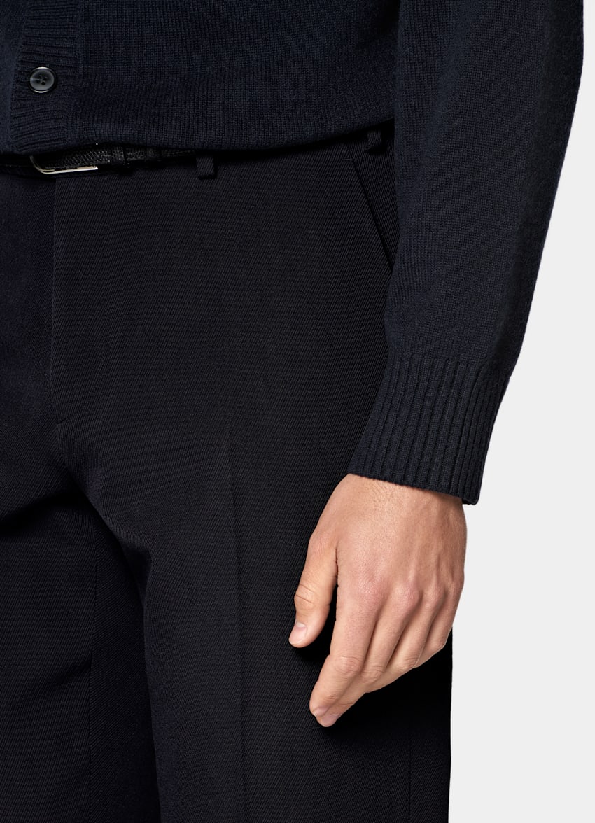 SUITSUPPLY All Season Wrinkle-Free 4-Ply Wool by Rogna, Italy Navy Straight Leg Suit Trousers