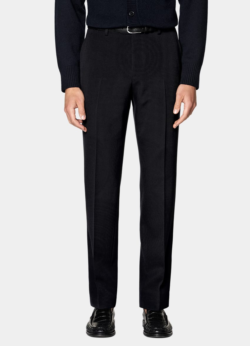 SUITSUPPLY All Season Wrinkle-Free 4-Ply Wool by Rogna, Italy Navy Straight Leg Suit Trousers