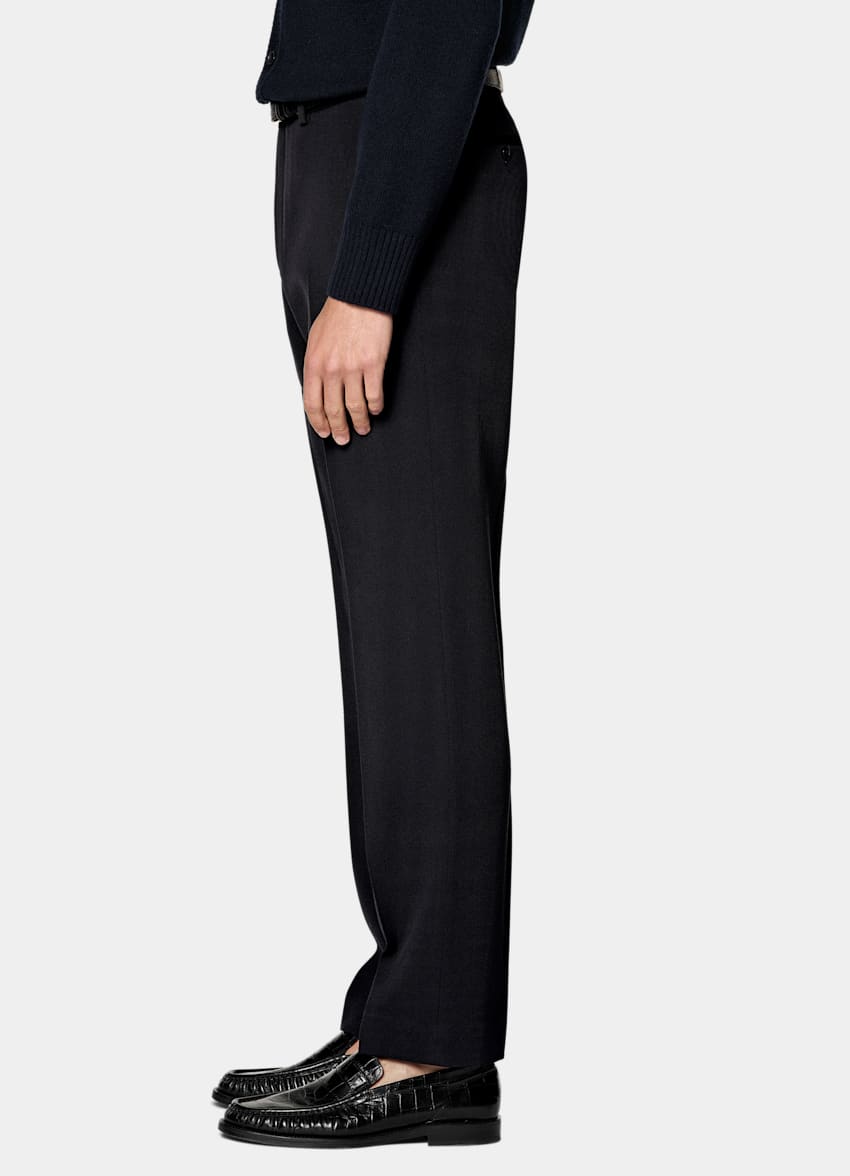 SUITSUPPLY All Season Wrinkle-Free 4-Ply Wool by Rogna, Italy Navy Straight Leg Suit Trousers