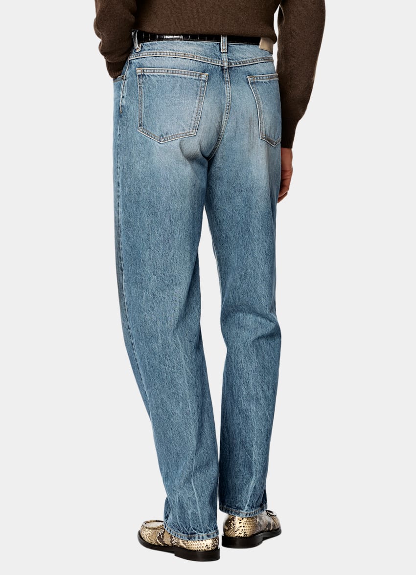 Mid Blue Straight Leg Jeans