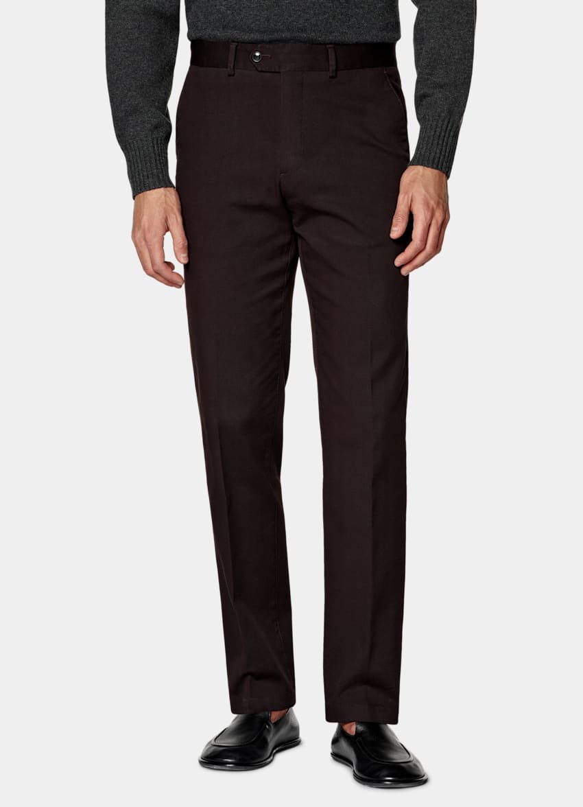 SUITSUPPLY All Season Stretch Cotton by Cervotessile, Italy Dark Red Slim Leg Chinos