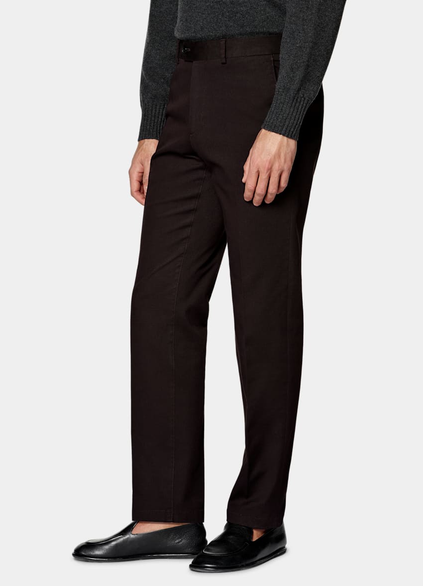 SUITSUPPLY All Season Stretch Cotton by Cervotessile, Italy Dark Red Slim Leg Chinos