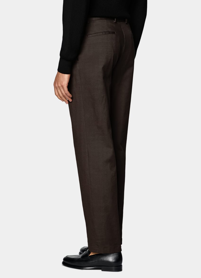 Dark Brown Wide Leg Tapered Chinos