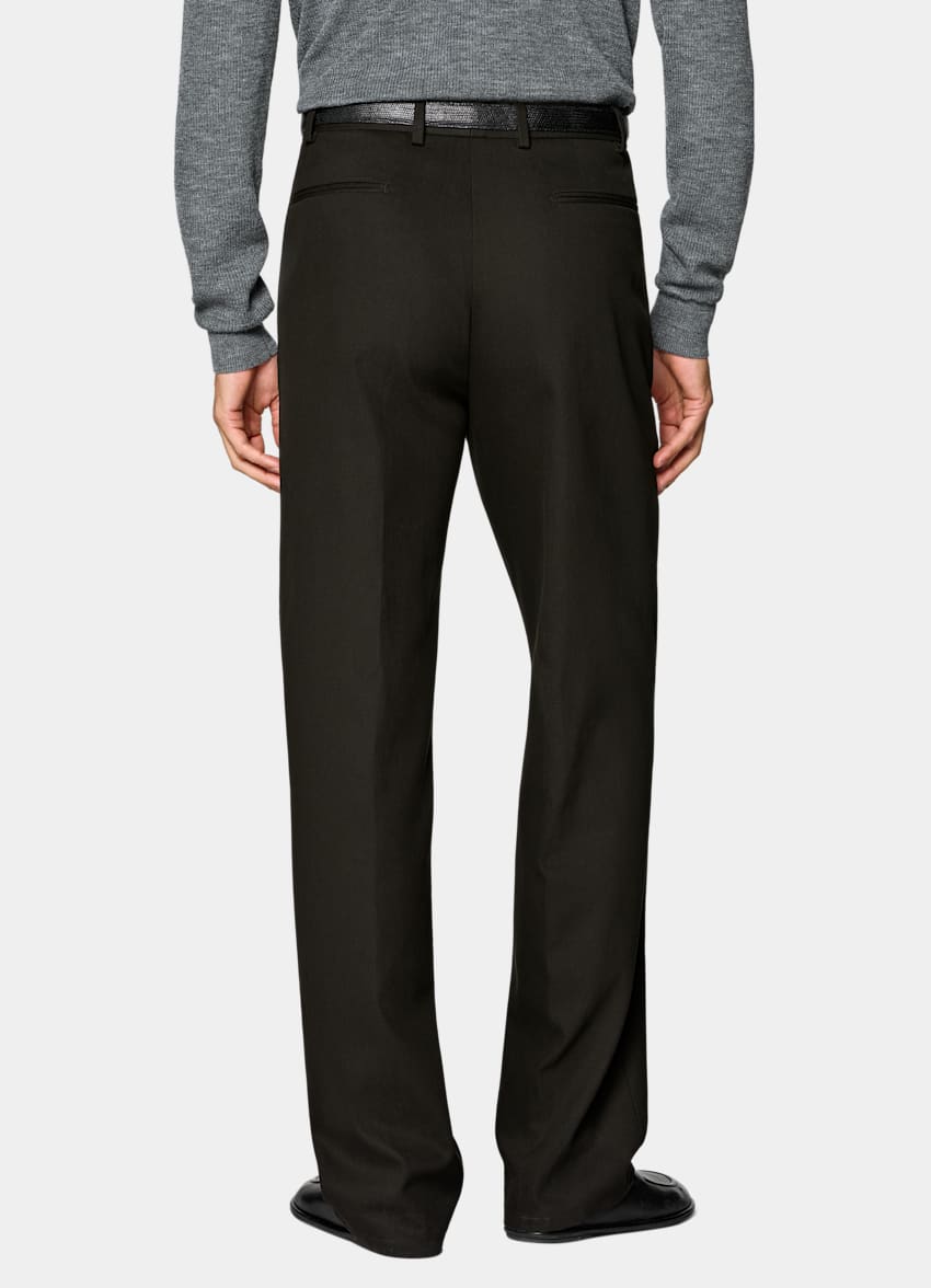 SUITSUPPLY All Season Pure Cotton by Di Sondrio, Italy Dark Brown Wide Leg Trousers