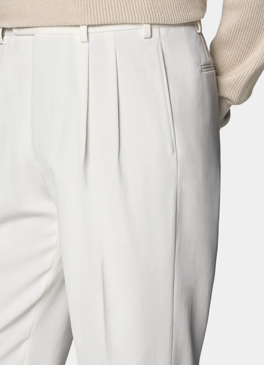 SUITSUPPLY All Season Pure Cotton - Di Sondrio, Italia Off-White Wide Leg Trousers