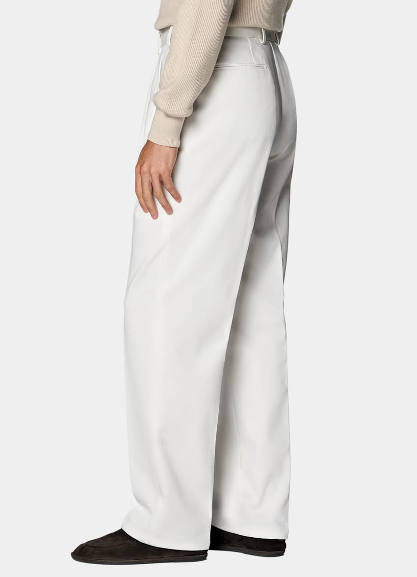 SUITSUPPLY All Season Pure Cotton - Di Sondrio, Italia Off-White Wide Leg Trousers