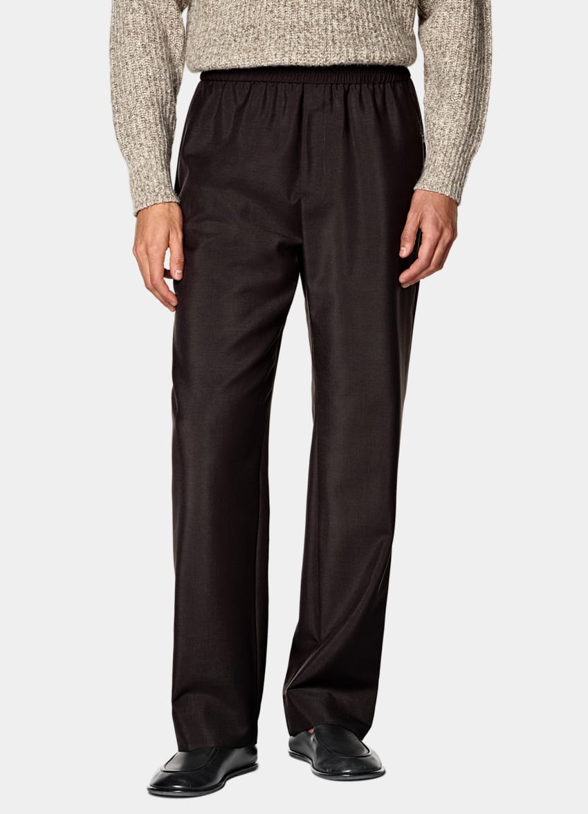SUITSUPPLY All Season Wool Mohair von Vitale Barberis Canonico, Italien Dark Red Wide Leg Trousers