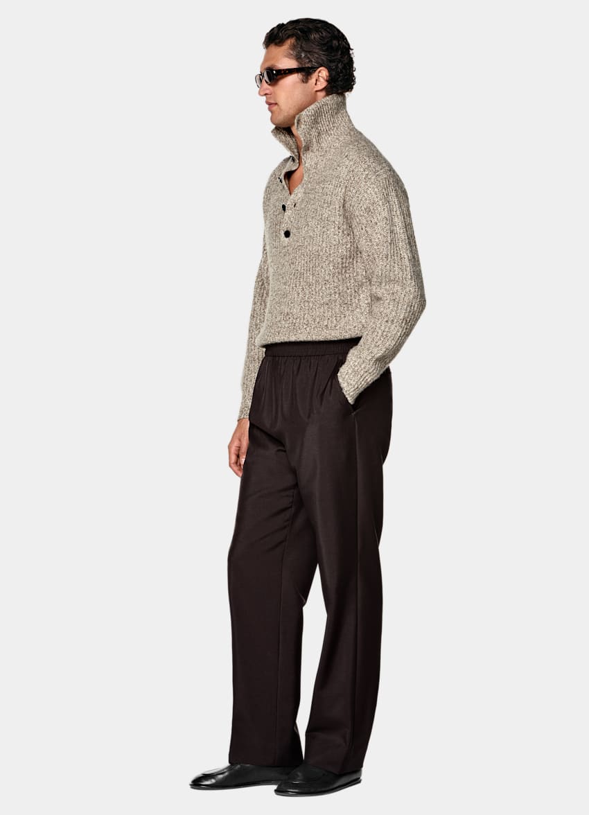 SUITSUPPLY All Season Wool Mohair von Vitale Barberis Canonico, Italien Dark Red Wide Leg Trousers