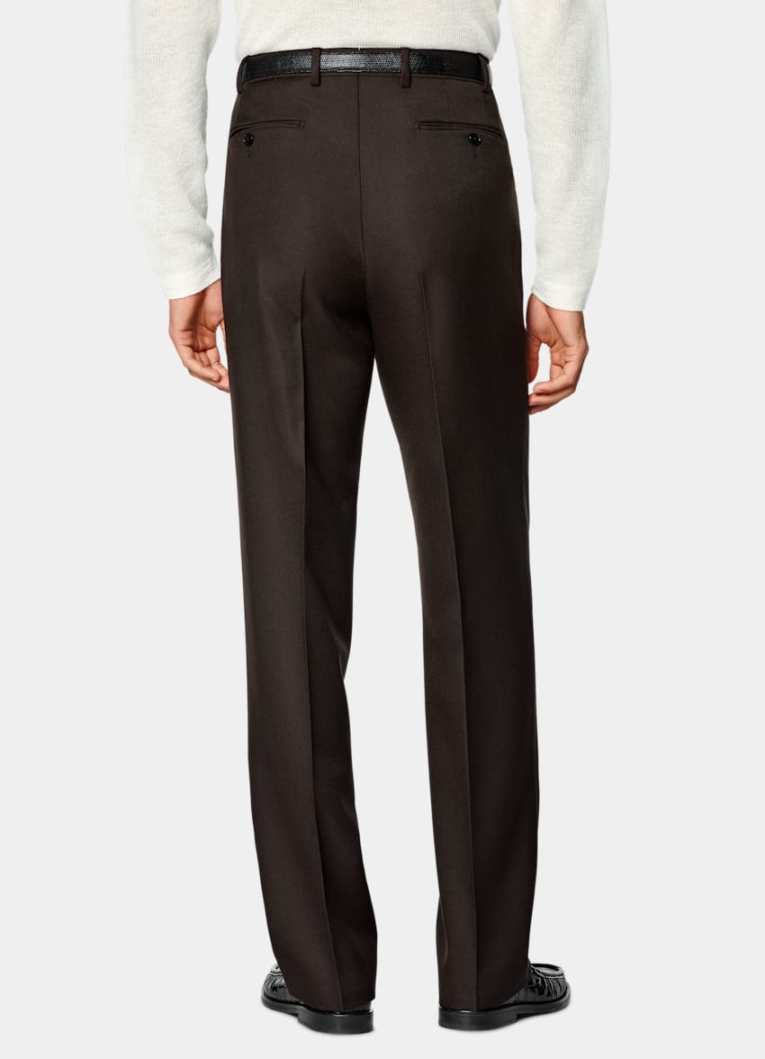 SUITSUPPLY All Season Pure Wool by Di Sondrio, Italy Dark Brown Wide Leg Trousers
