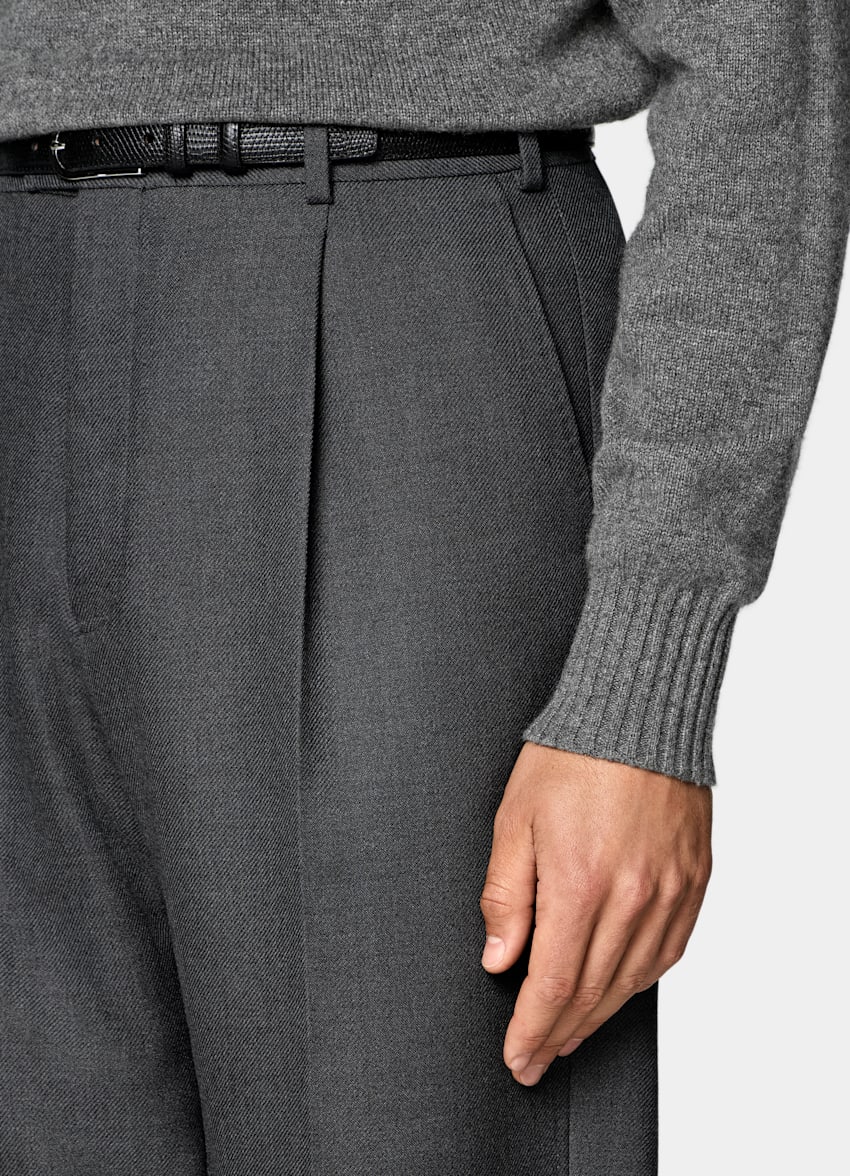 SUITSUPPLY All Season Pure Wool par Di Sondrio, Italie Dark Grey Wide Leg Trousers