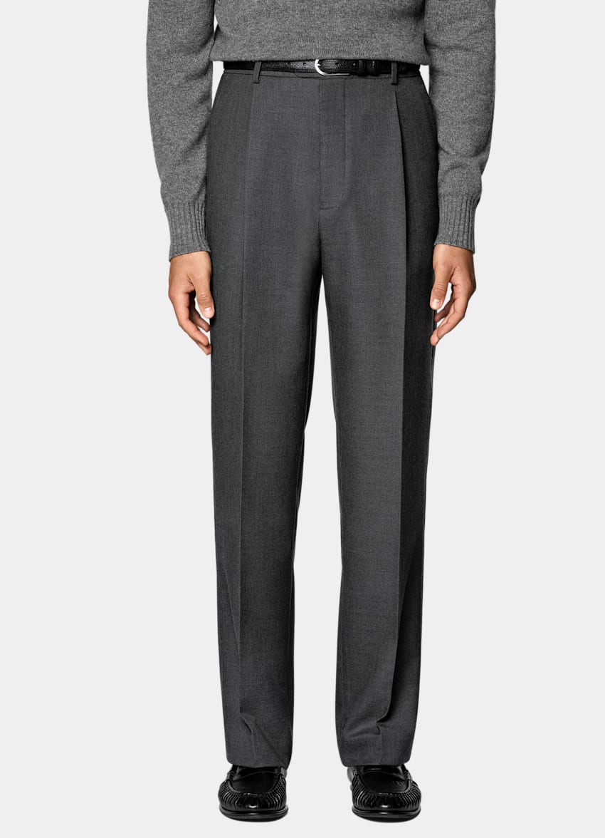 SUITSUPPLY All Season Pure Wool par Di Sondrio, Italie Dark Grey Wide Leg Trousers