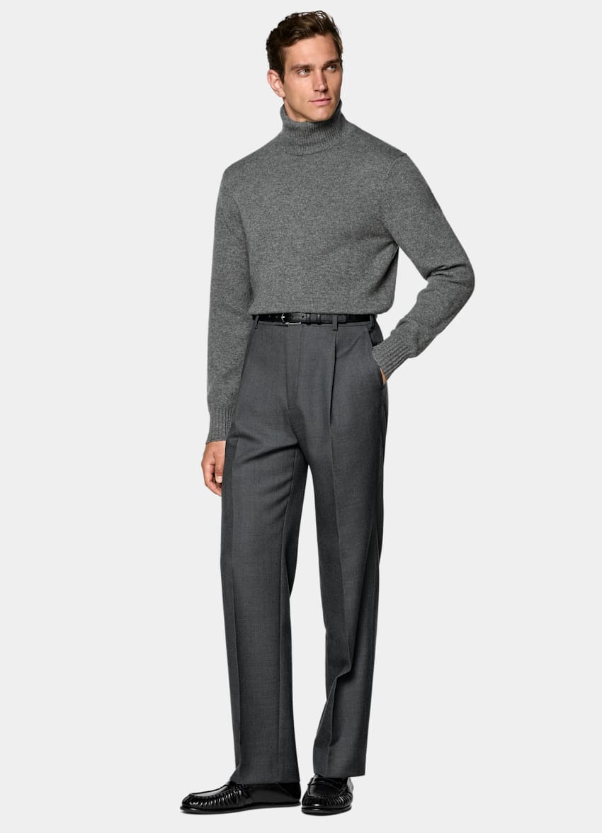 SUITSUPPLY All Season Pure Wool par Di Sondrio, Italie Dark Grey Wide Leg Trousers