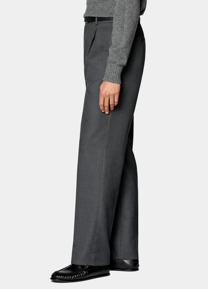 SUITSUPPLY All Season Pure Wool par Di Sondrio, Italie Dark Grey Wide Leg Trousers