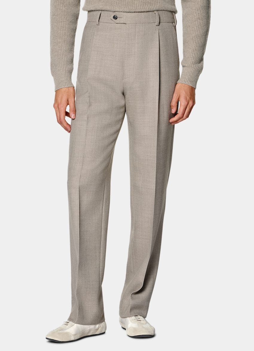 SUITSUPPLY All Season Pure Wool par Di Sondrio, Italie Mid Taupe Wide Leg Trousers