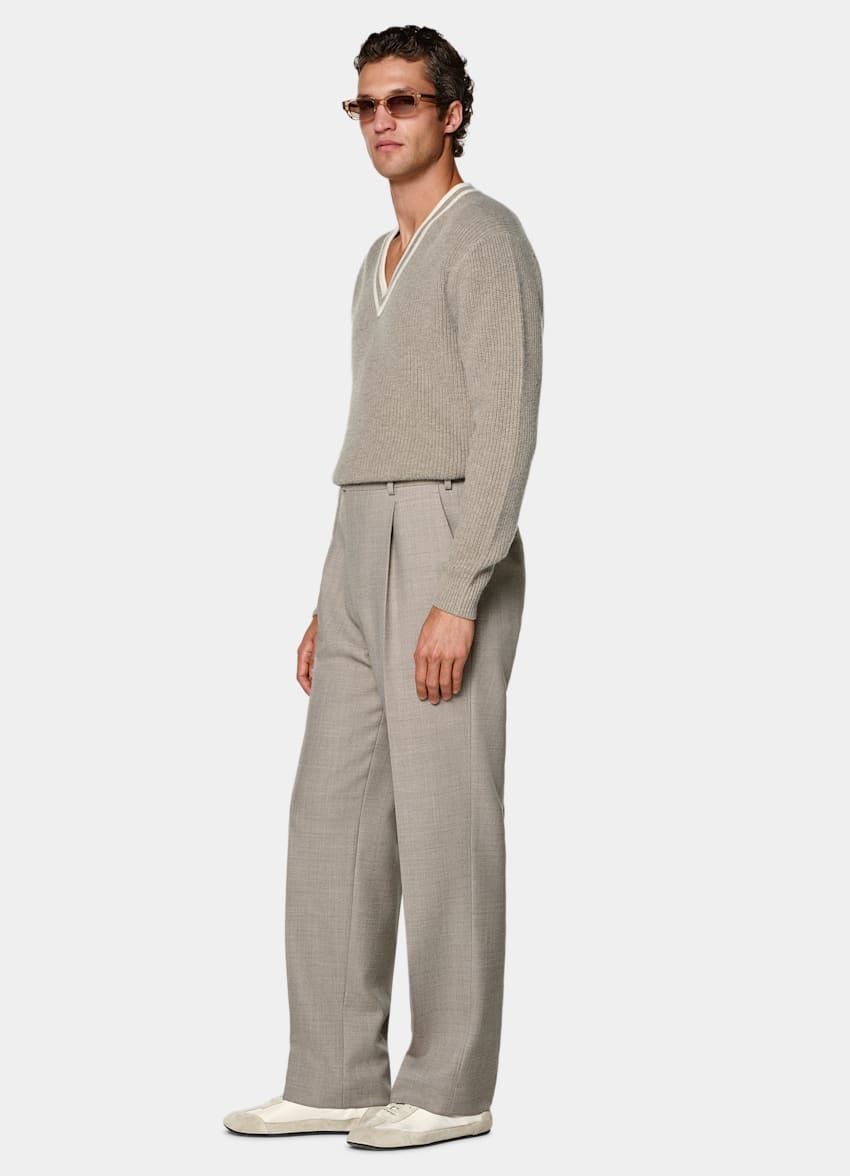 SUITSUPPLY All Season Pure Wool par Di Sondrio, Italie Mid Taupe Wide Leg Trousers