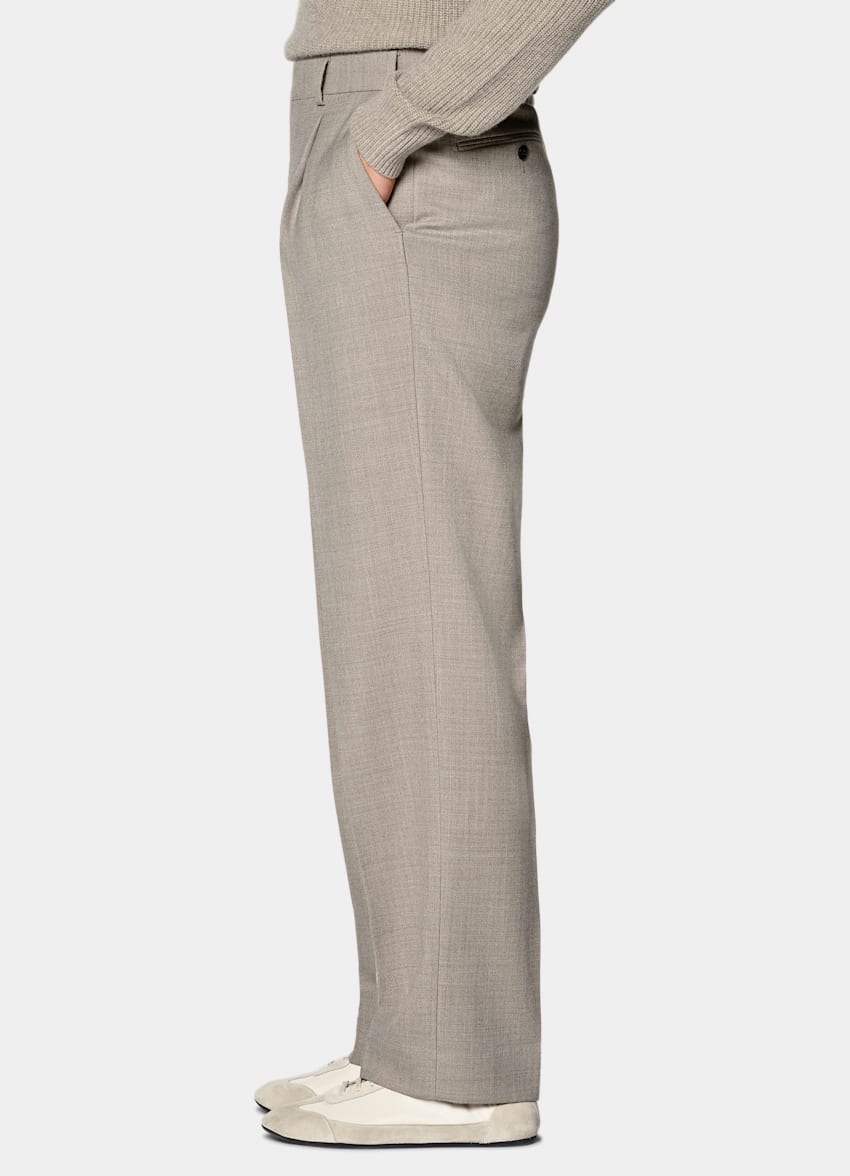 SUITSUPPLY All Season Pure Wool par Di Sondrio, Italie Mid Taupe Wide Leg Trousers