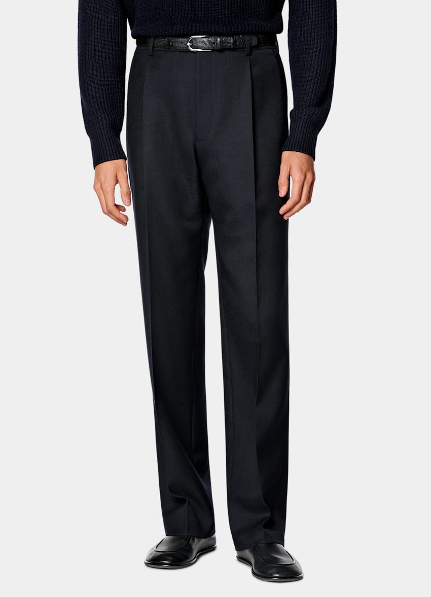 SUITSUPPLY All Season Pure Wool by Di Sondrio, Italy Navy Wide Leg Trousers