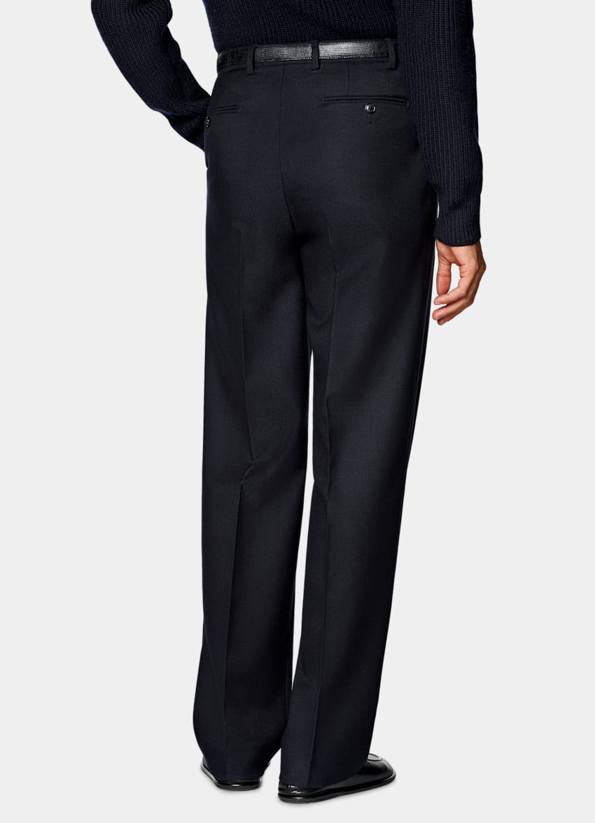 SUITSUPPLY All Season Pure Wool by Di Sondrio, Italy Navy Wide Leg Trousers