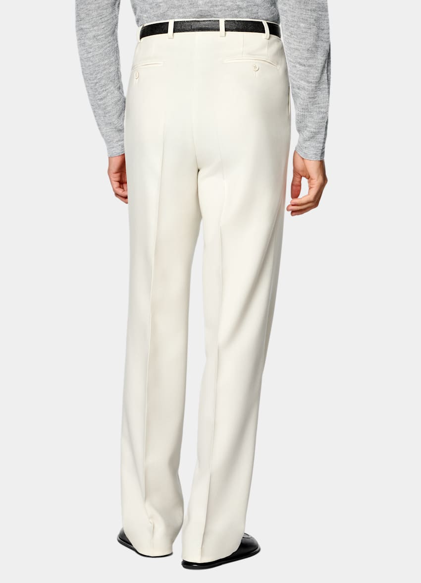 SUITSUPPLY All Season Pure Wool by Di Sondrio, Italy Off-White Wide Leg Trousers