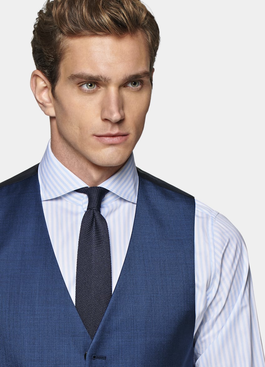 SUITSUPPLY Pure S110's Wool by Vitale Barberis Canonico, Italy Mid Blue Waistcoat