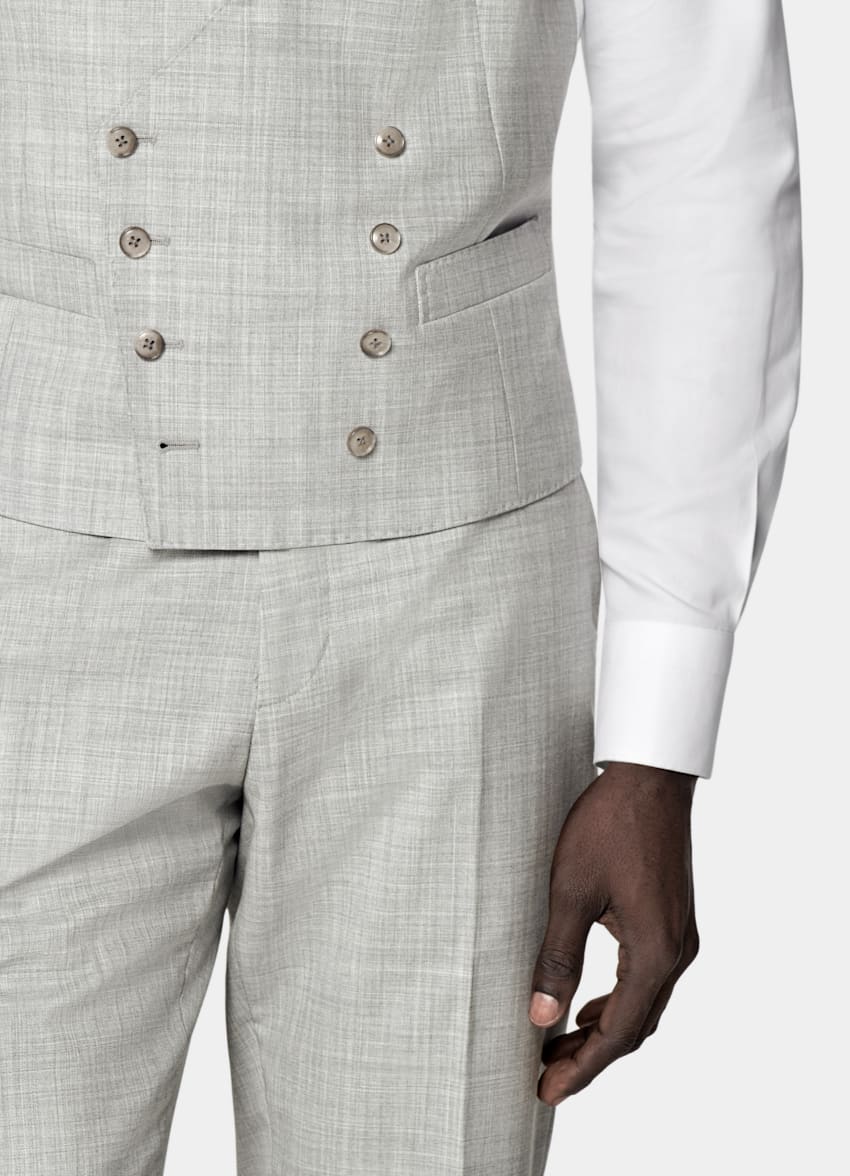 SUITSUPPLY Pure S120's Tropical Wool by Vitale Barberis Canonico, Italy Light Grey Waistcoat