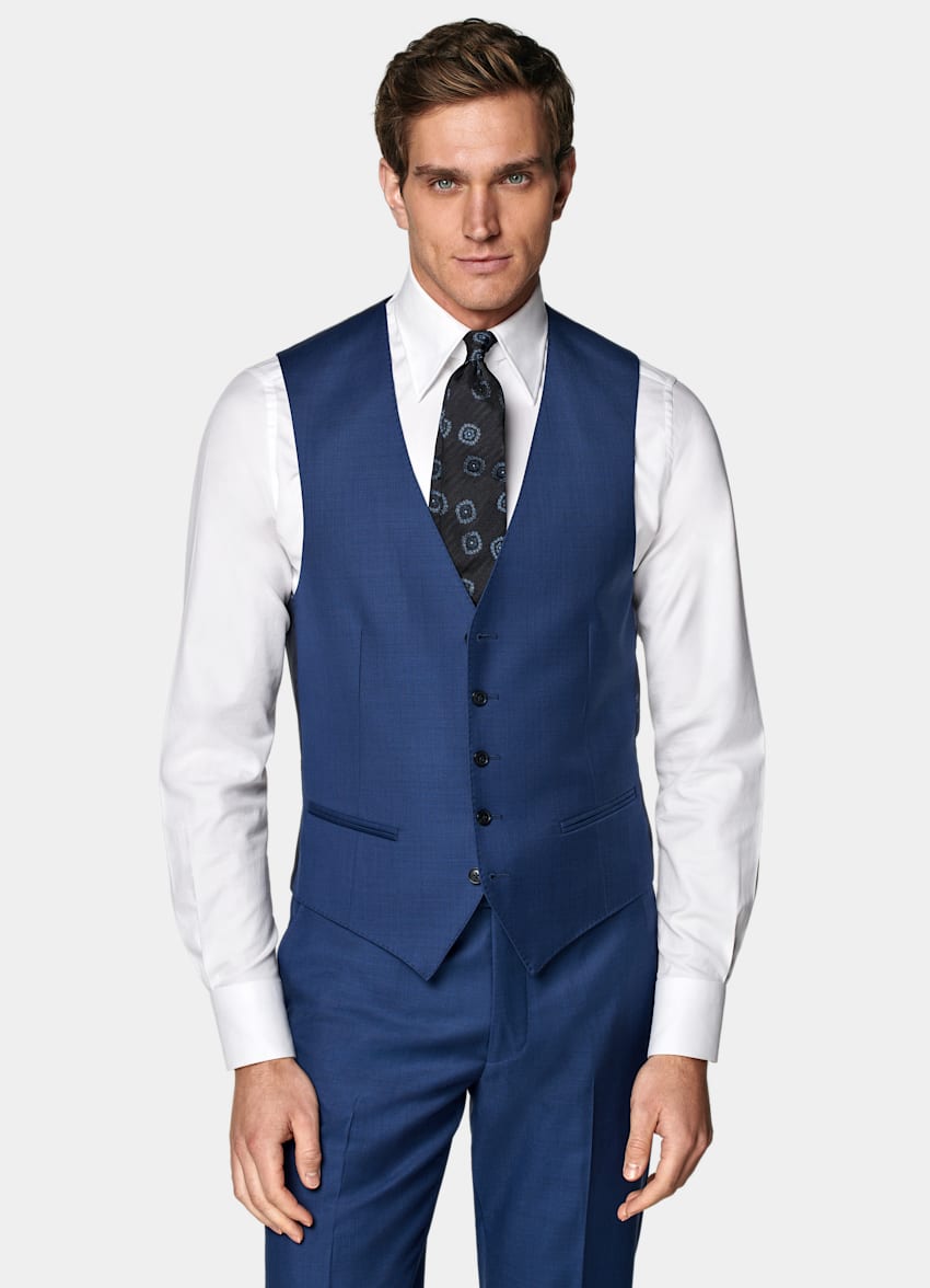 SUITSUPPLY Pure S110's Wool by Vitale Barberis Canonico, Italy Mid Blue Waistcoat