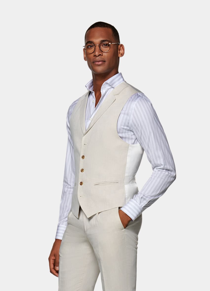 Light Brown Waistcoat | Linen Cotton | Suitsupply Online Store