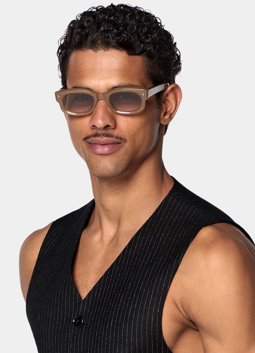 SUITSUPPLY Pure Wool by Savile Clifford, United Kingdom Black Striped Waistcoat