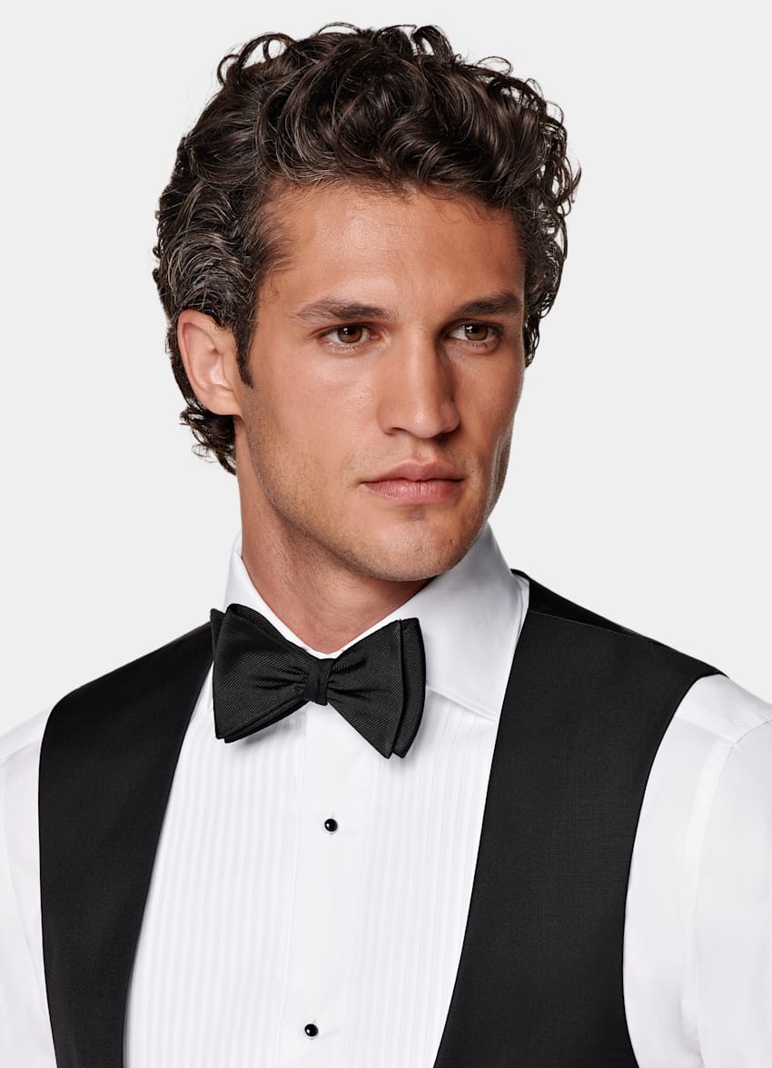 SUITSUPPLY Pure S110's Wool by Vitale Barberis Canonico, Italy Black Tuxedo Waistcoat